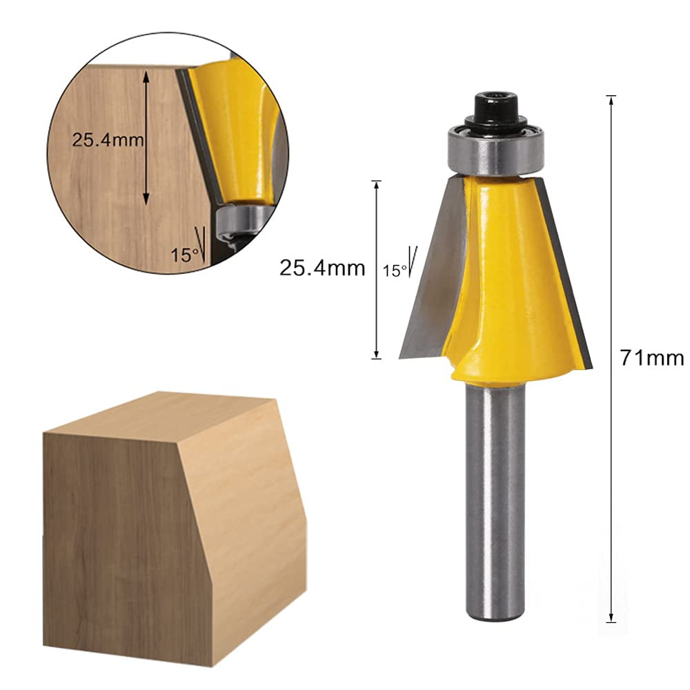 ABPETE 3-Piece Chamfer Router Bit Set - 1/4-Inch Shank 15/22.5/30 Degree Bevel Bits for Woodworking, Professional Edge Forming on Wood, MDF & Plastic​