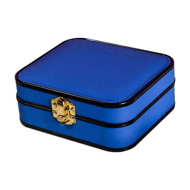 Caja de almacenamiento para joyas, caja de exhibición, soporte para aretes, brazalete de cuero PU Azul oscuro