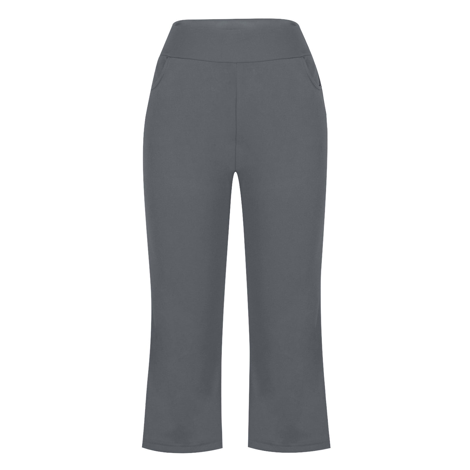 Abcnature Women's Elastic Waist Pocket Cropped Pants Casual Flare