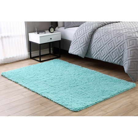 Comfort Shag Mint Green Rug - Mainstays Fuzzy Shag Area Rug, Multiple Colors and Sizes Available