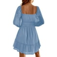 thumbnail image 2 of Long Sleeve Square Neckline Women Mesh Ruffle Dress, 2 of 2