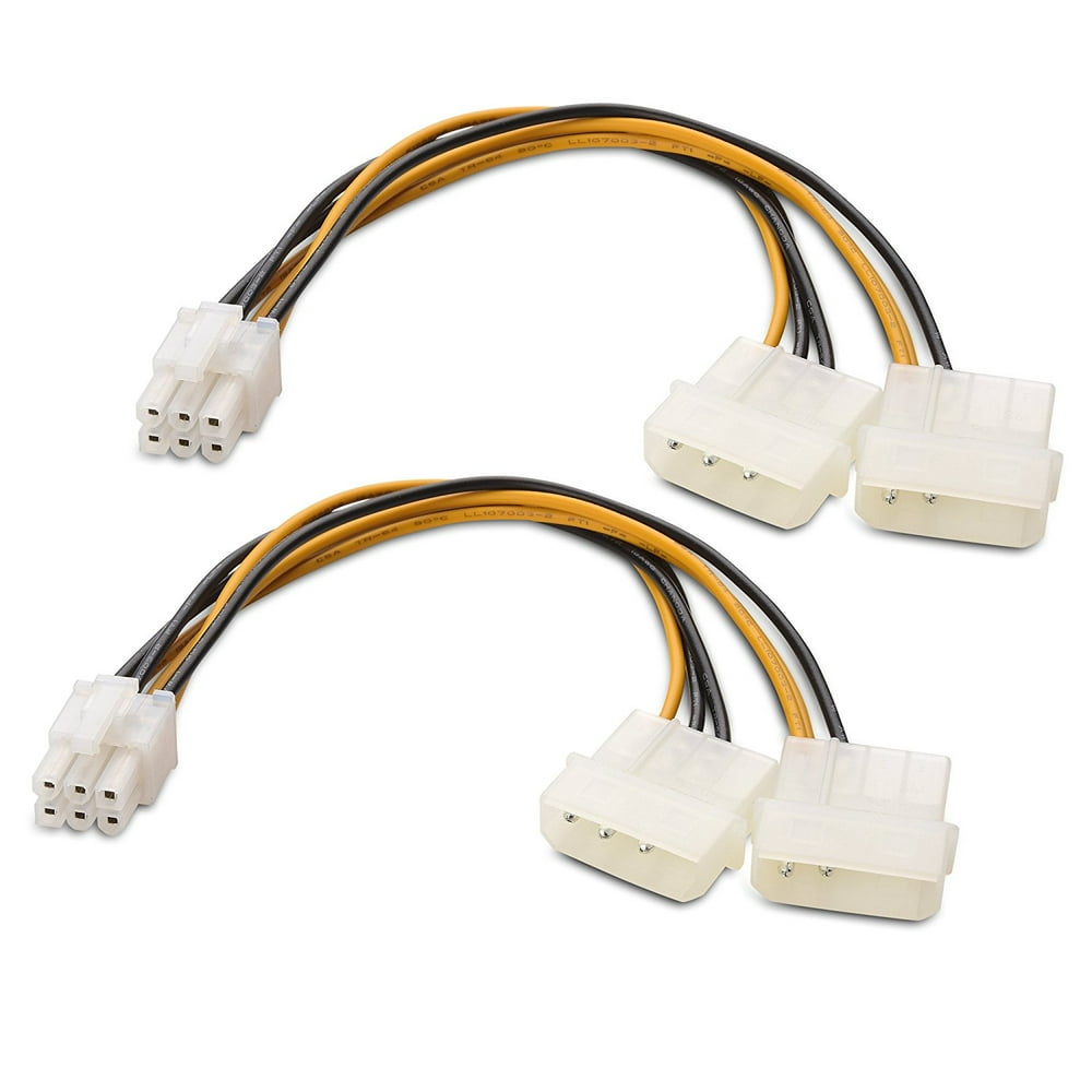 Cable Matters (2Pack) 6 Pin PCIe to Molex (2x) Power Cable 6 Inches
