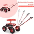 thumbnail image 3 of Kinbor Garden Cart Rolling Adjustable Degree Swivel Seat Lawn Yard Patio Wagon Scooter for Planting, Adjustable Handle 360 Degree Swivel Seat, Red, 3 of 8