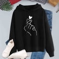 thumbnail image 3 of Women's Harajuku Hoodies Casual Kpop Finger Heart Love Print Hooded Sweatshirts Autumn Long Sleeve Ladies Pullovers Plus Size, 3 of 8