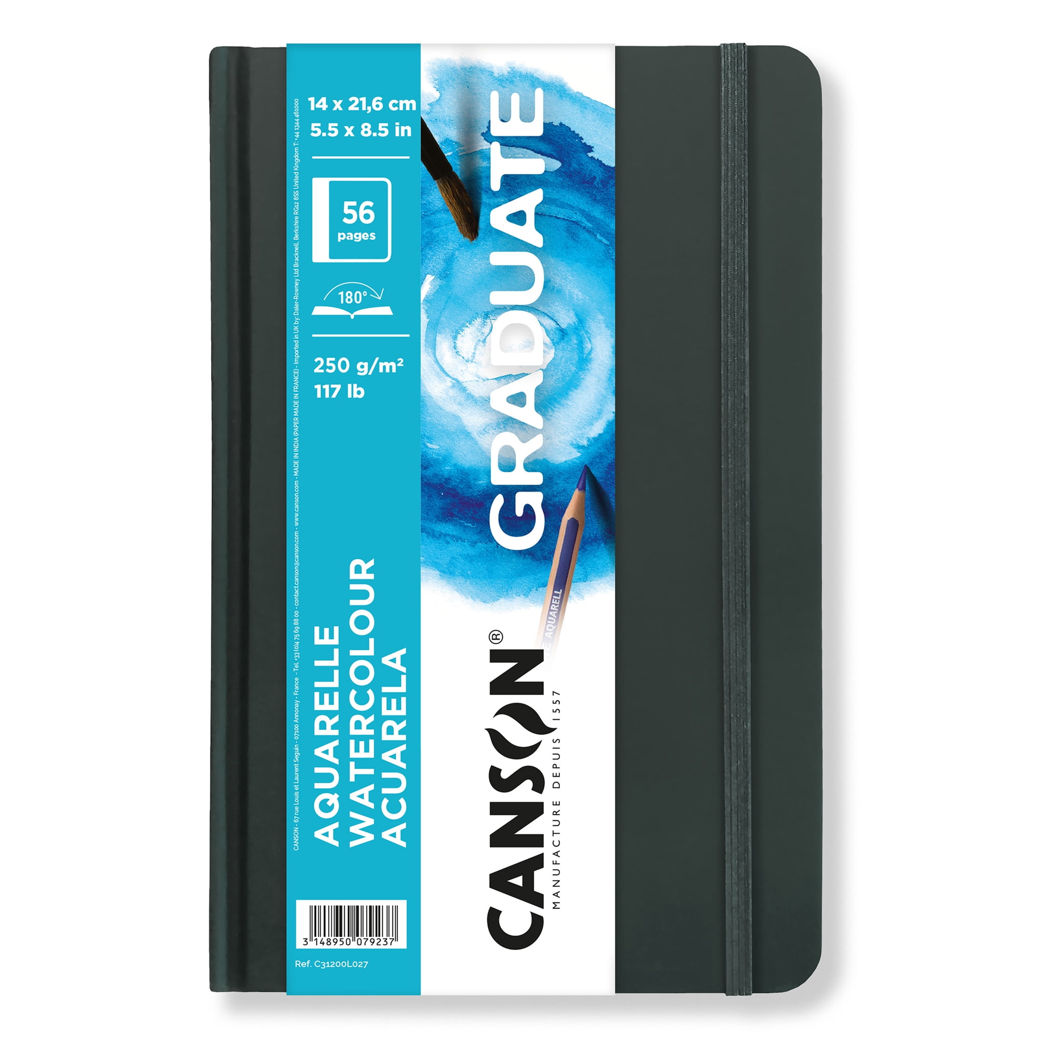 Canson Graduate Watercolor Art Book, Hard Cover Binding, 28 Sheet, 5.5x8.5 inch, Pack of 5