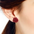 thumbnail image 4 of Pretty Blooming Carved Red Rose .925 Silver Earrings, 4 of 4