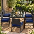 thumbnail image 2 of Ottowood Outdoor Chair Cushions Set of 6, 19x19x2 Waterproof Patio Cushions with Ties, Navy Blue, 2 of 9