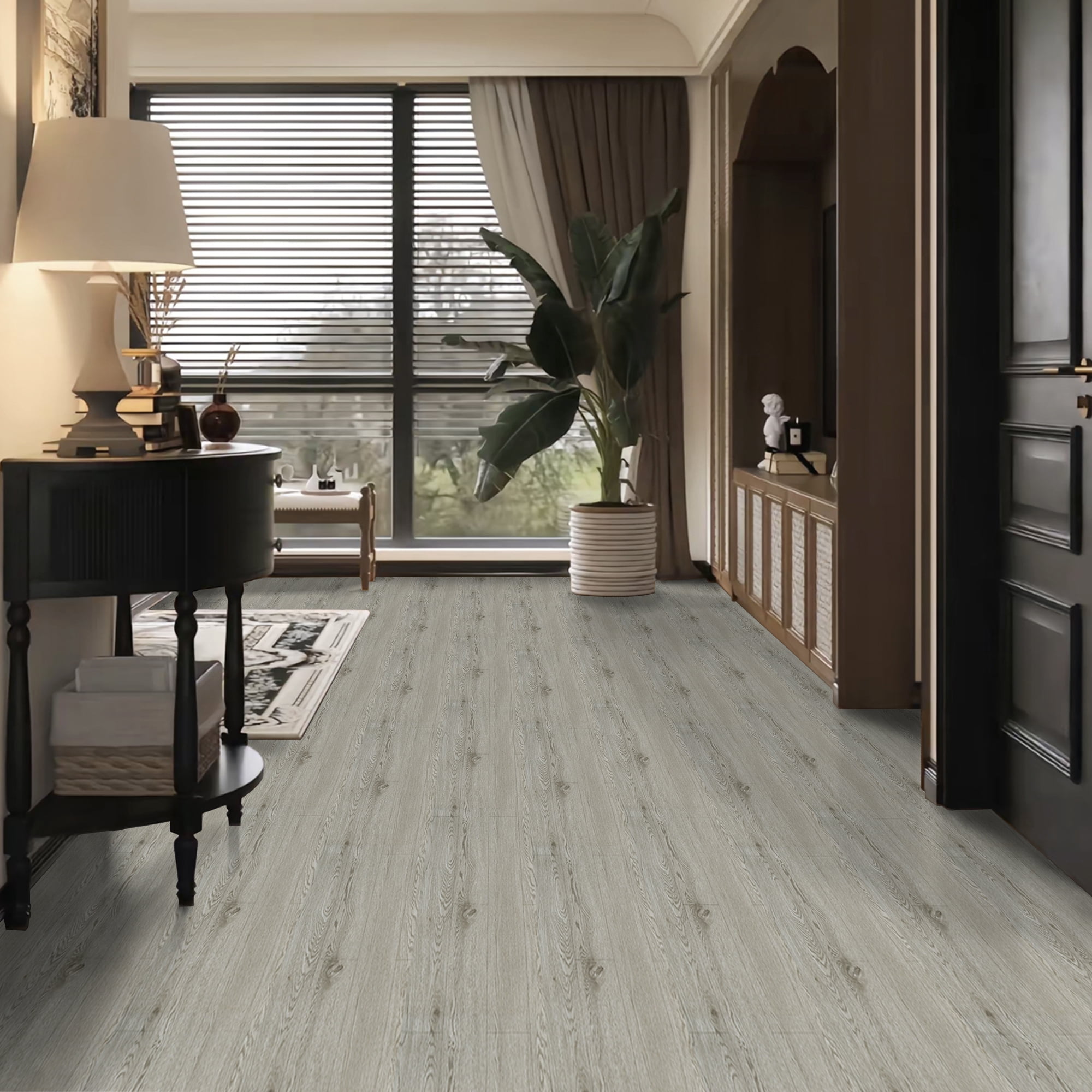 (4 pack) UMIGGEE Peel and Stick Vinyl Flooring Roll 15.7-in x 118-in/12.8 Sq.Ft Thicken Self-Adhesive Vinyl Wood Grain Floor Wear-Resistant Easy DIY Install Home Decor