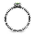 thumbnail image 2 of Sterling Silver Stackable Expressions Checker-cut Peridot Antiqued Ring S:7, 2 of 5