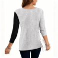 thumbnail image 5 of larppty Long Sleeve Shirts for Women Crew Neck Lightweight Sweater Loose Fall Winter Casual Ribbed Colorblock Button Knit Tunic Tops (Light Gray, L), 5 of 7