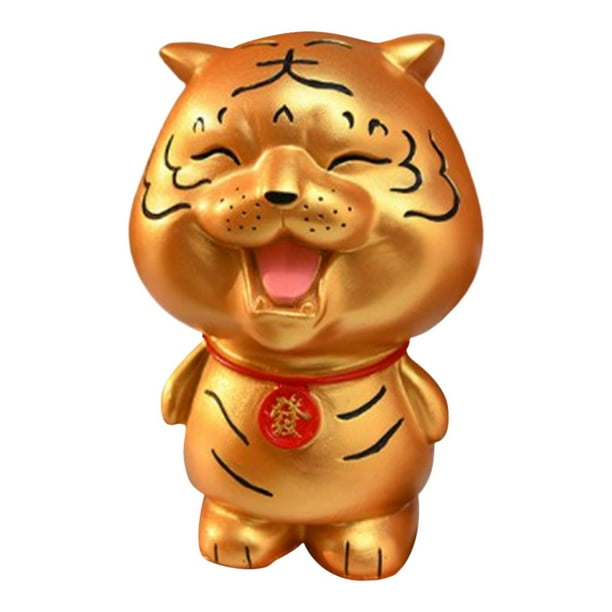 Figura decorativa de tigre de la suerte novedosa, modelo de animal para decoración de mesa. Ojos bizcos dorados
