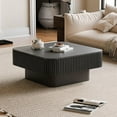 thumbnail image 4 of LKTART Square Coffee Table for Living Room,Fluted Drum Accent Tea Center Table with Storage,Solid Wood Modern Coffee Tables for Small Space Of Apartment (31.5" L×31.5''W×14''H-Black), 4 of 9