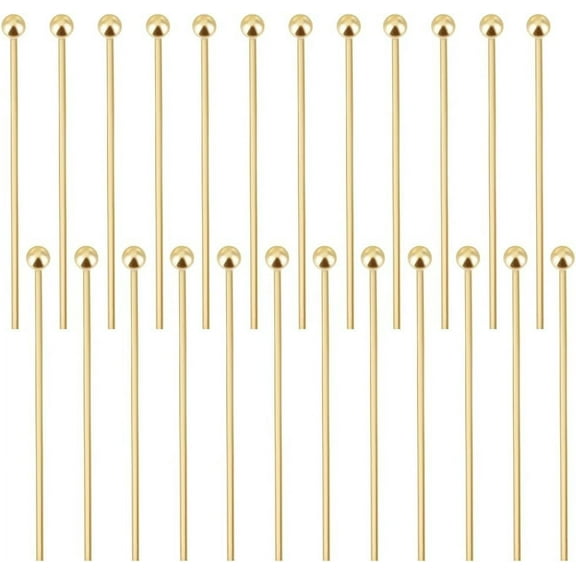 1 Box 200Pcs 25mm Ball Head Pins 18K Gold Plated Stainless Steel Eye Quilting Satin Straight Pins for Jewellery Making DIY Craft Head 1.8mm