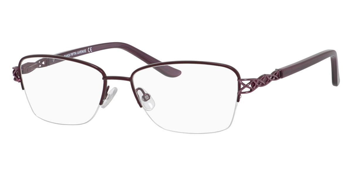 Saks Fifth Avenue 300 SemiRimless Tea Cup Eggplant Eyeglasses