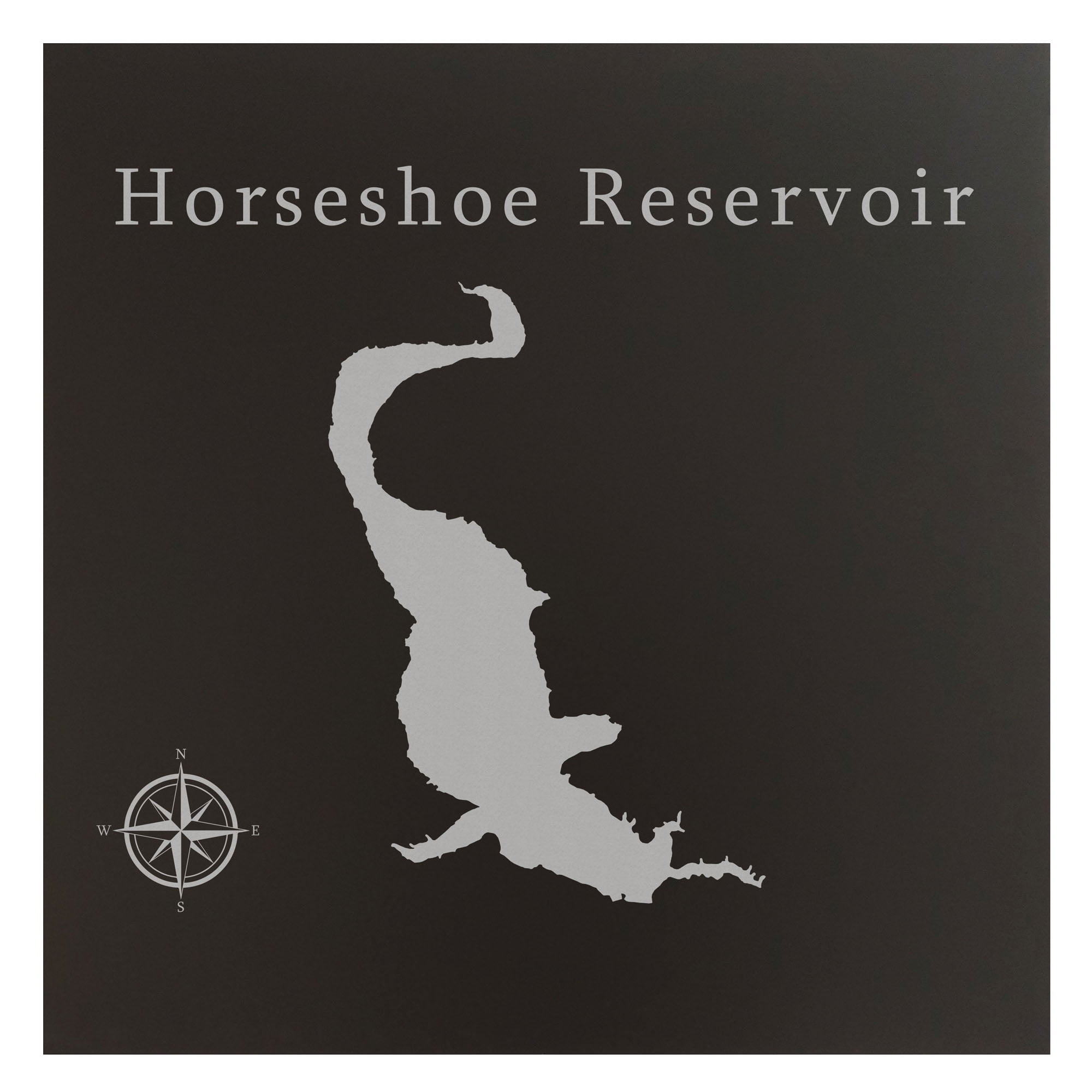 Horseshoe Reservoir Map 24x24" Black Metal Wall Art Office Decor Gift