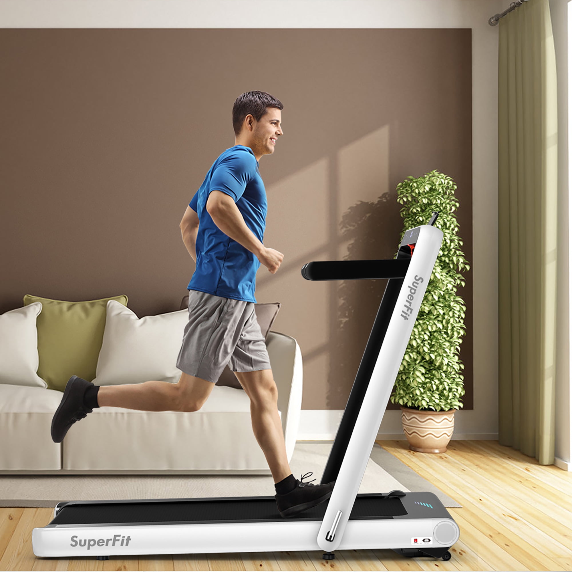 Costway 4.75HP 2 In 1 Folding Treadmill W/Remote APP Control White