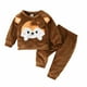 thumbnail image 1 of Ropa Para Niñas Pequeñas, Conjunto Para Niños Pequeños, Otoño Invierno, Bordado, Manga Larga, Cuello Redondo, Lazo, Top, Pantalones, Conjunto De Dos Piezas, Marrón Odeerbi LM103-6673, 1 of 8