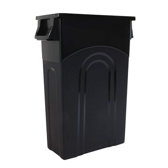 United Solutions Highboy Waste container, 23 gallon, Space Saving Slim Profile and Easy Trash Bag Removal, Indoor or Outdoor Use, Integrated Handles for Easy carrying, 4-Pack, Black