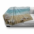 thumbnail image 2 of Seashells Soft Flannel Fleece Throw Blanket, Wooden Boardwald Sunshine Vacations Beach Theme, Cozy Plush for Indoor and Outdoor Use, 50" x 70", Pale Brown Beige, by Ambesonne, 2 of 5