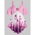 thumbnail image 1 of Talla grande mariposa floral abierta camiseta Rosegal  Camisetas tallas grandes, 1 of 5