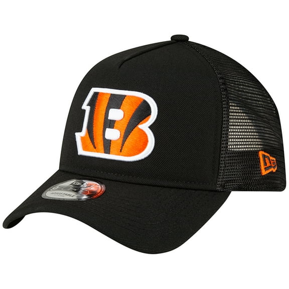 Men's New Era Black Cincinnati Bengals  A-Frame Trucker 9FORTY Adjustable Hat