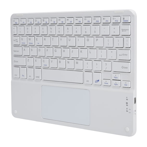 Teclado inalámbrico Bluetooth táctil multifunción, accesorio externo para computadora, tapa cuadrada de 10 pulgadas (blanco)