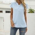 thumbnail image 2 of Yuyuzo Chiffon Tops ForWomen Notch V Neck Puff Short Sleeve Solid Color Flowy Breathable Tunic Tops, 2 of 5