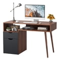 thumbnail image 1 of Giantex  Computer Desk w/Door Cabinet & Drawer, Mid-Century PC Writing Table, 1 of 9