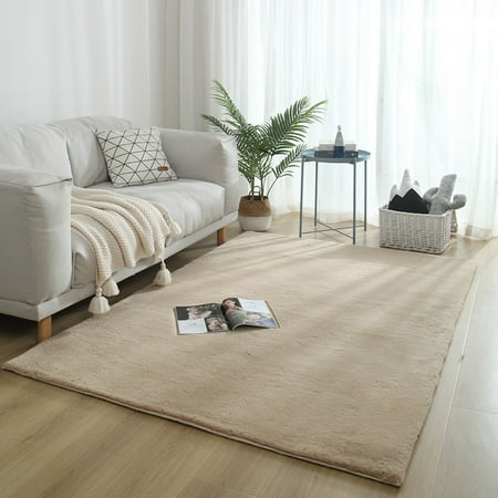 

Nvzi Solid Color Plush Table Runner Faux Sheepskin Decorative Shaggy Dresser Scarf Not-Slip Desk Pad Luxury False Fur Dresser Tablecloth-Light camel 120x200cm(47.24x78.74inch)