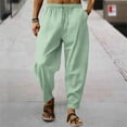 thumbnail image 2 of Rggeeun Mens Pants Spring Fall Casual Pants With Solid Color Striped Elastic Loose Pants Fashion Sweatpants Streetwear Trousers, 2 of 8