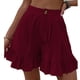 thumbnail image 3 of Pantalones cortos de verano para mujer con cierre de botones, dobladillo con volantes, piernas anchas, pantalones cortos casuales para uso diario, 3 of 6