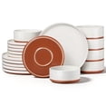 thumbnail image 4 of Vesteel 18 Pieces Dinnerware Set, Ceramic Plates and Bowls Set for 6, Handcrafted Speckled Stoneware Dishes Set for Home, Microwave and Dishwasher Safe - Speckled White, 4 of 11