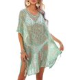 thumbnail image 2 of Lucakuins, pareo de Bikini con estampado a la moda para mujer, Tops transparentes de manga corta calados para la playa, Tops de punto, traje de baño, blusa con protección solar Lucakuins  moda, 2 of 9