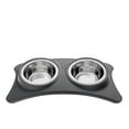thumbnail image 4 of IH Casa Decor Bol Double En Acier Inoxydable Avec Stand Gris, 4 of 4