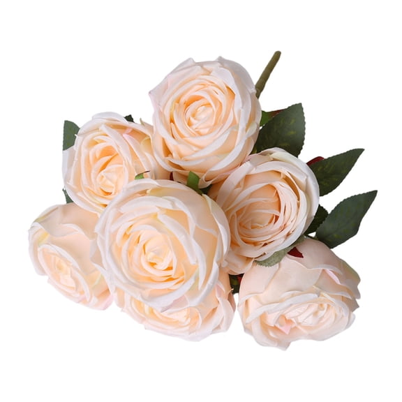 Fake Roses Artificial Flowers, Real Touch Pink Rose Bouquets for Decoration, Silk Flowers for Vase, Wedding, Bridal, Party, DIY Centerpieces, Champagne