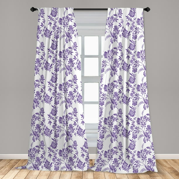 Floral Curtains 2 Panels Set, Thriving Seasonal Plants with Randomly