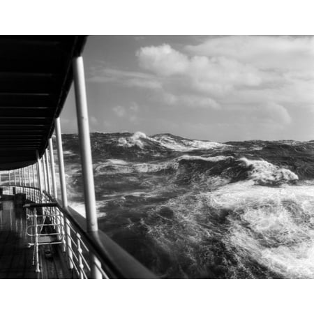Vintage Cruise Ship - 1930s View Of Rough Choppy Seas From Deck Of Cruise Ship Rolled Canvas Art - Vintage Images ()