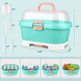 thumbnail image 5 of NiHome Baby Bottle Storage Drying Rack Portable Nursing Cutlery Box Container Anti-Dust Protect Lid Cover Dish Organizer Drain Board Easy-Carry Handle Holder Home Kitchen Travle Outdoors Attom (Teal), 5 of 7