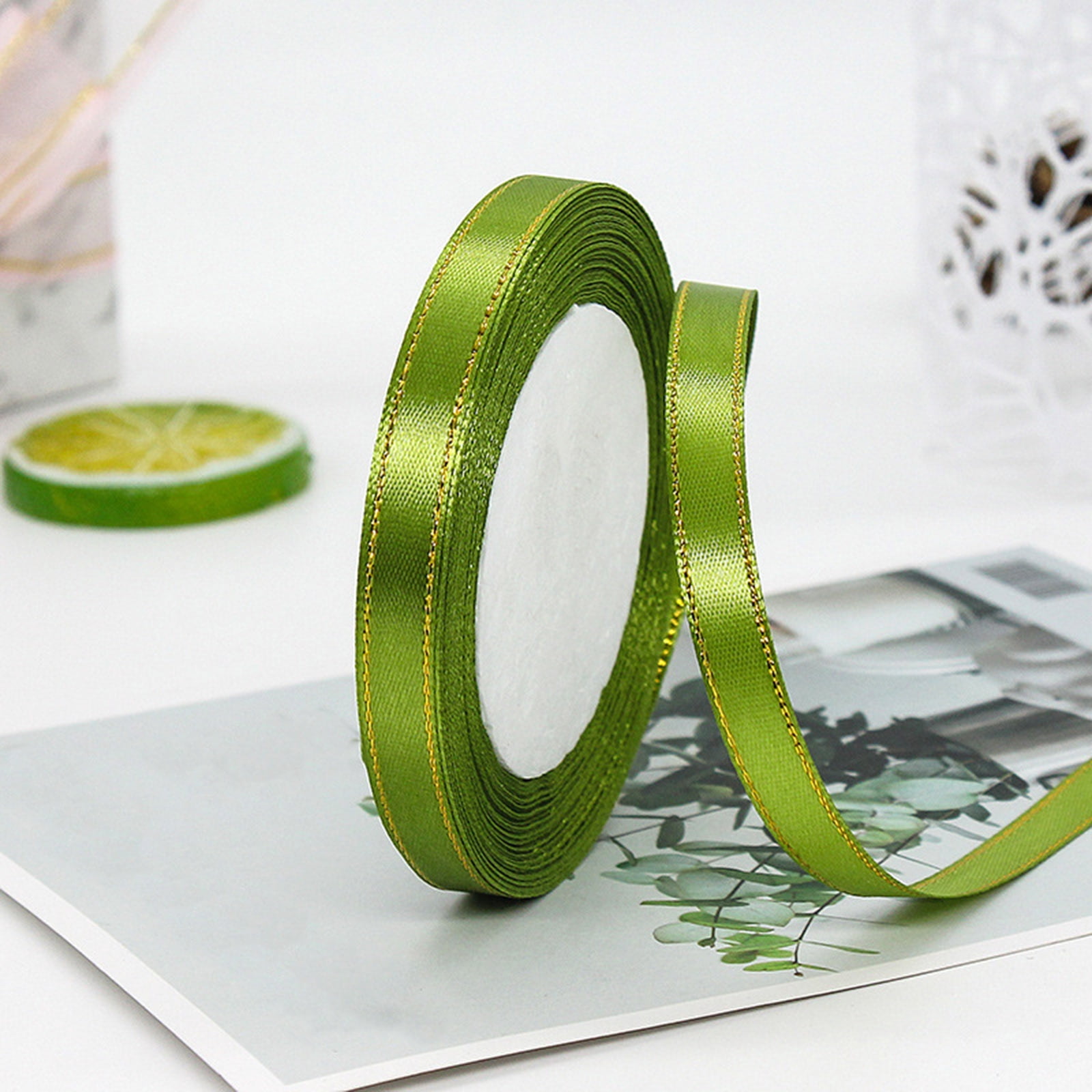 YWIYIUD 9PCS 25 Yard Exquisite Satin Ribbon Roll Satin Ribbon with Gold Edges Border Fabric Ribbon for Gift Wrapping Wedding Bouquet,Handmade Crafts Party Decoration