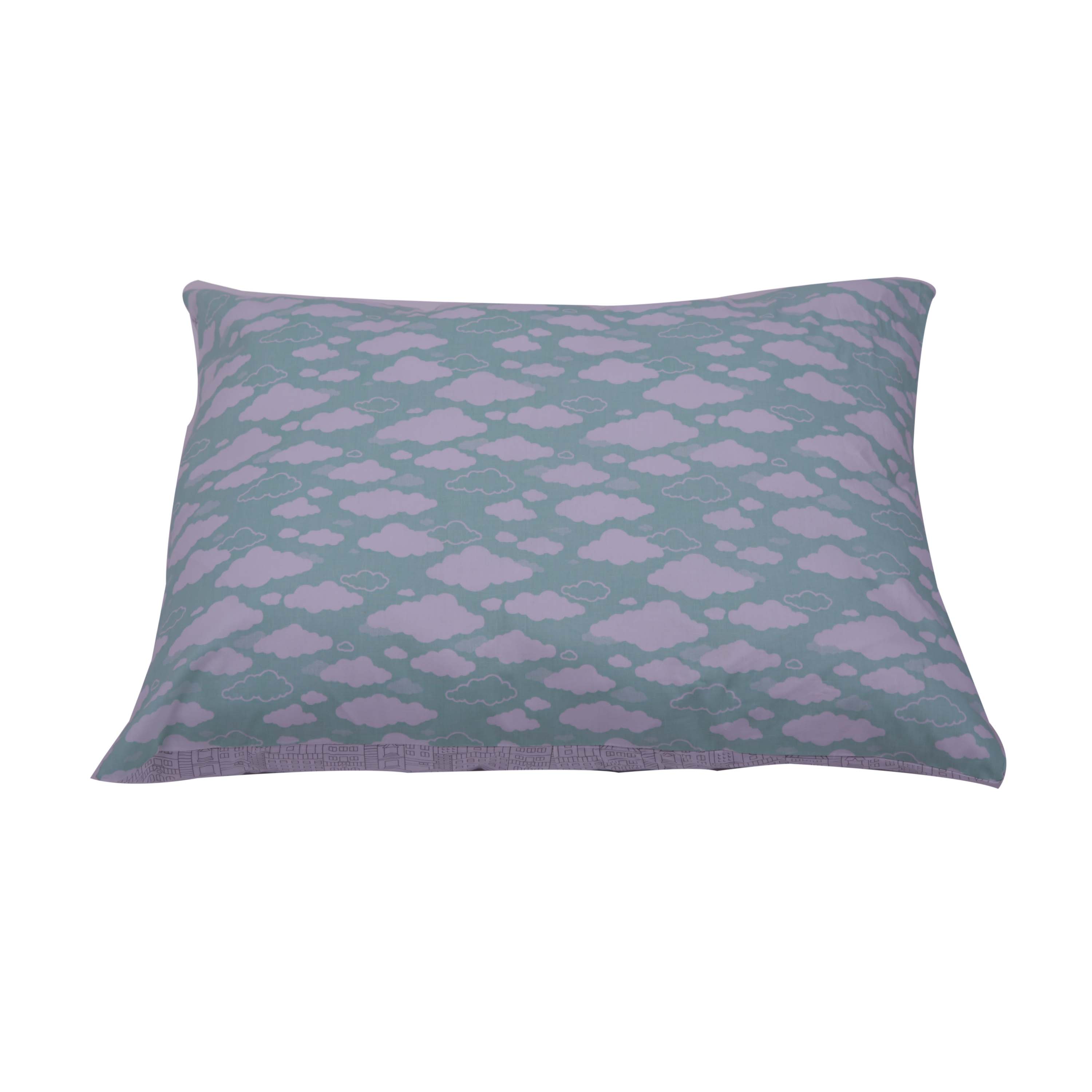 Bacati - Clouds in the City Mint//Grey 4 pc Toddler Bedding Set
