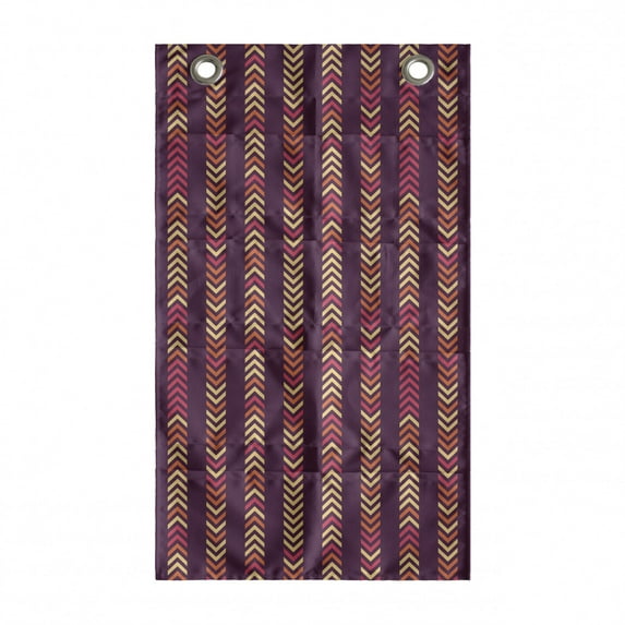 Abstract Hanging Pocket Organizer, Vintage Repeating Motif with Vertical Order Direction Pointers Pattern, Printed Polyester Storage Bag with Pockets, 21" x 31", Plum and Burnt Sienna