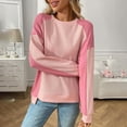thumbnail image 2 of Lenpel Sweatshirt for Women Crewneck Long Sleeve Asymmetrical Hem Color Block Textured Pullover Sweatshirts Loose Casual Sweater Tops(Pink,X-Large), 2 of 5