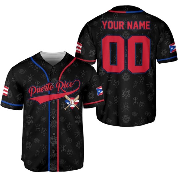 Personalized Puerto Rico Baseball Shirt - Custom Team Name, Puerto Rican Baseball Jersey for Men (S)