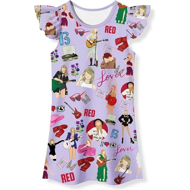 Taylorswift Pajamas Princess Casual Dress Ruffled Sleeve Dress-week