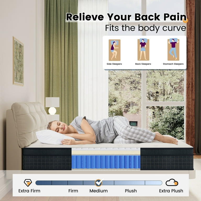 Noblik Single Mattress 26cm Memory Foam Mattress in a Box Pocketed Springs Medium Firm Blue White Single 90x190x26cm Walmart