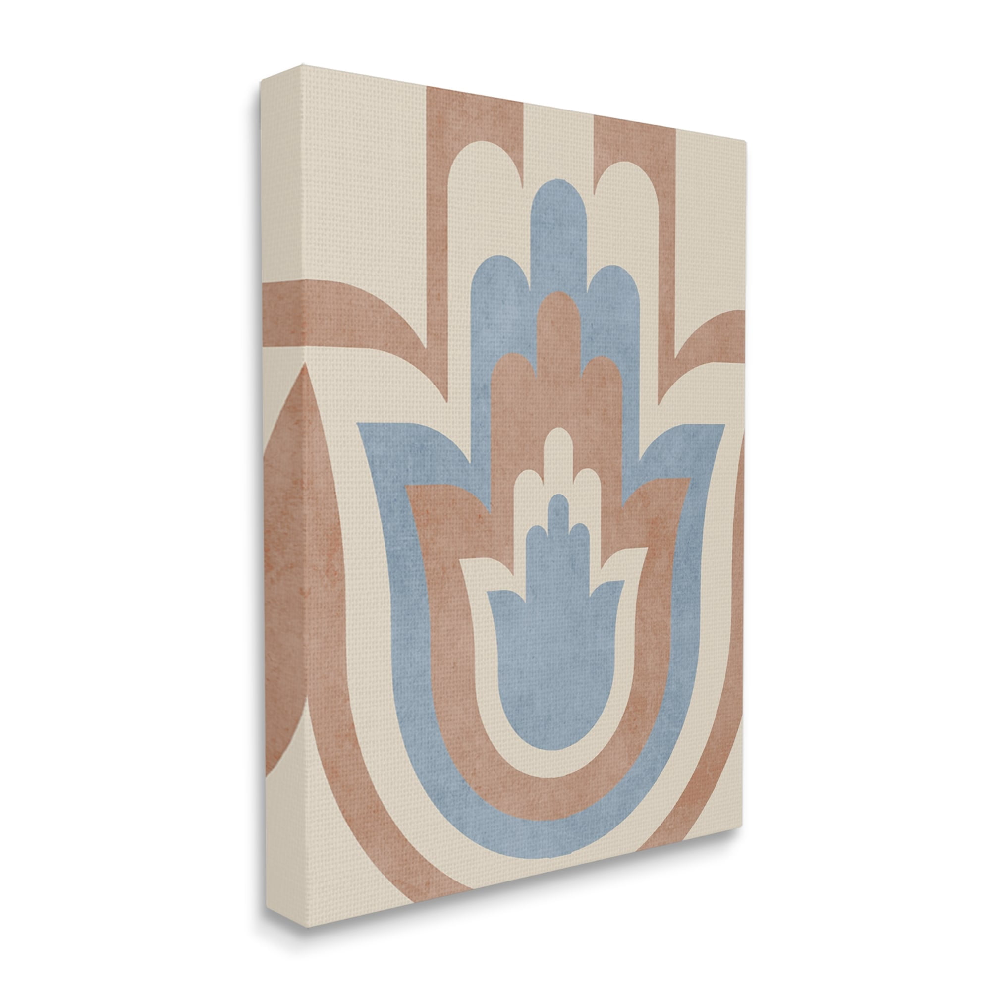 Stupell Industries Spiritual Boho Hamsa Symbol Neutral Tone Stripes Pattern Canvas Wall Art, 16 x 20, Design by Lil' Rue