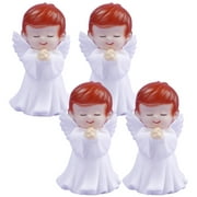 4 Pcs Praying Angel Figure Christmas Decorations Fairy Baptism Cake Topper Office Baby Girl
