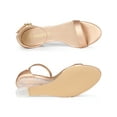 thumbnail image 4 of BLISSFUL STEP Women's Ankle Strap Low Wedge Clear Heels Sandals Rose Gold 6, 4 of 7