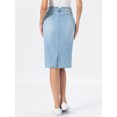 thumbnail image 3 of DARING DIVA Women's Back Slit Stretchy Below Knee Length Jean Skirt M Light Blue, 3 of 7