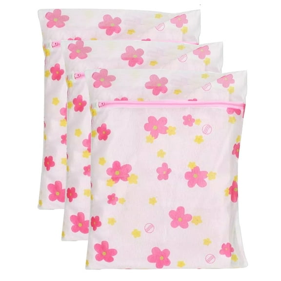 3 Mesh Laundry Wash Bags Zippered Delicate Lingerie Socks Bra Clothes Basket Net
